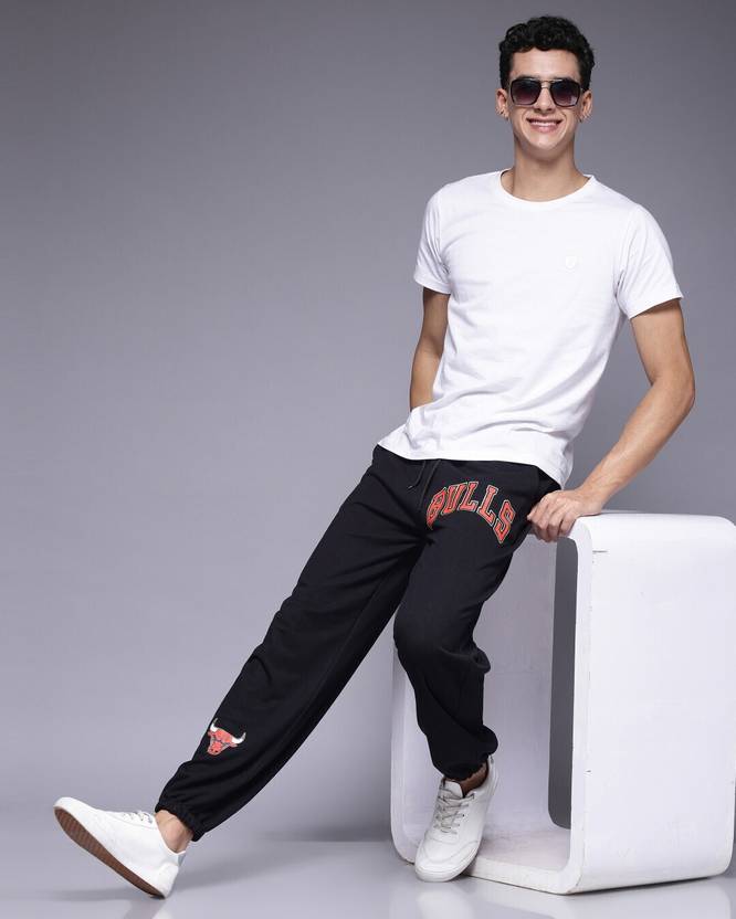 فلاينوف بنطلون جوغر رجالي أسود مطبوع بقصة فضفاضة - Image 3